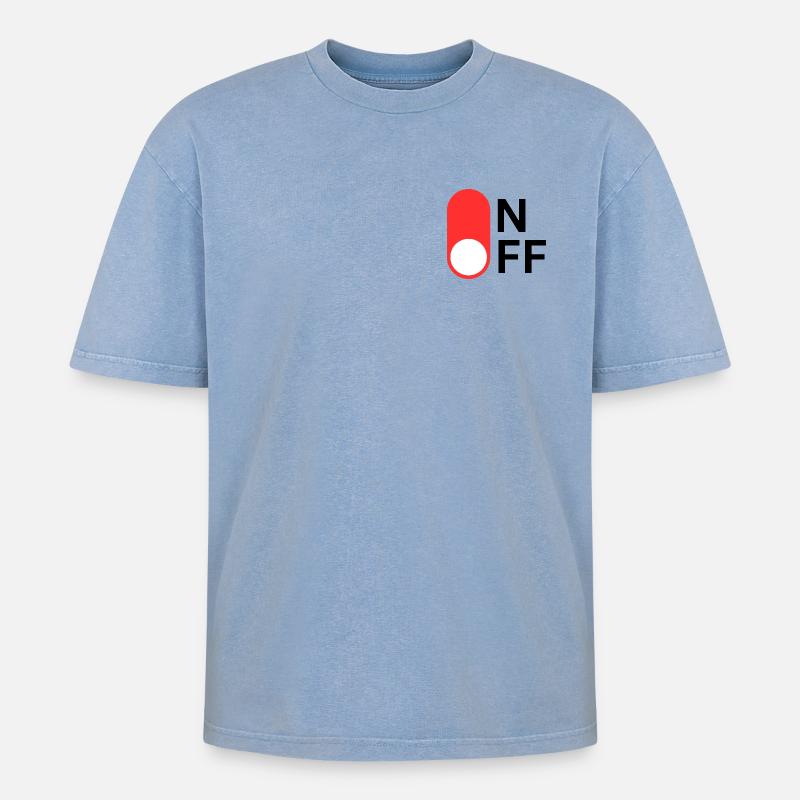 ON / OFF Modus - Oversized Unisex Premium Acid-Washed T-Shirt - Blau Acid Wash