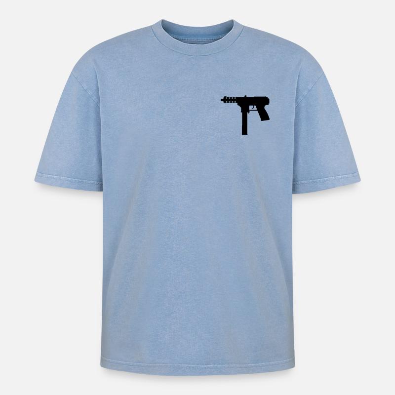 Die TEC-9 - Oversized Unisex Premium Acid-Washed T-Shirt - Blau Acid Wash