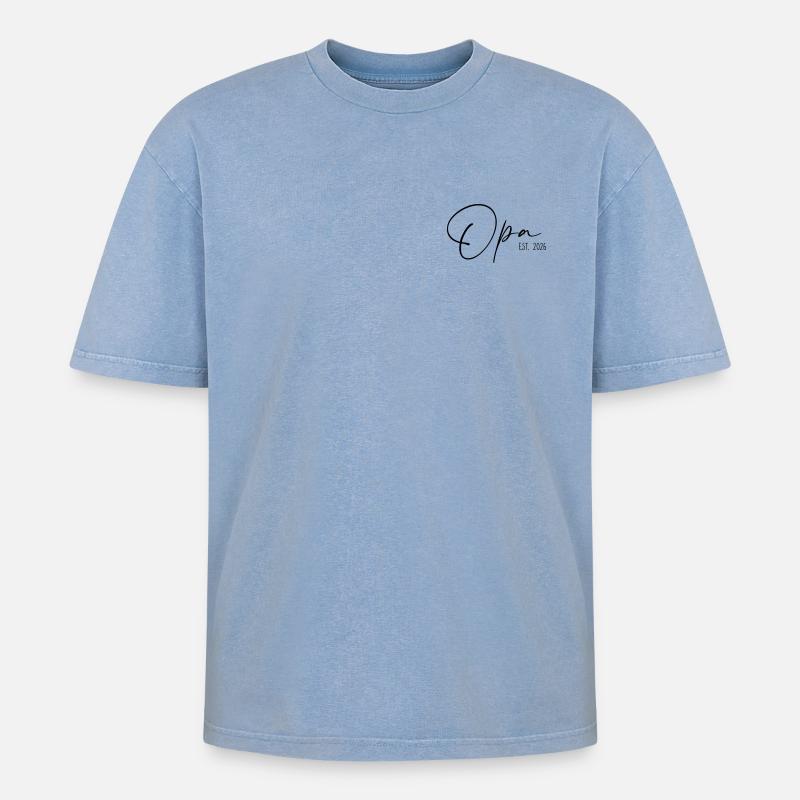 Opa est 2026 - Oversized Unisex Premium Acid-Washed T-Shirt - Blau Acid Wash