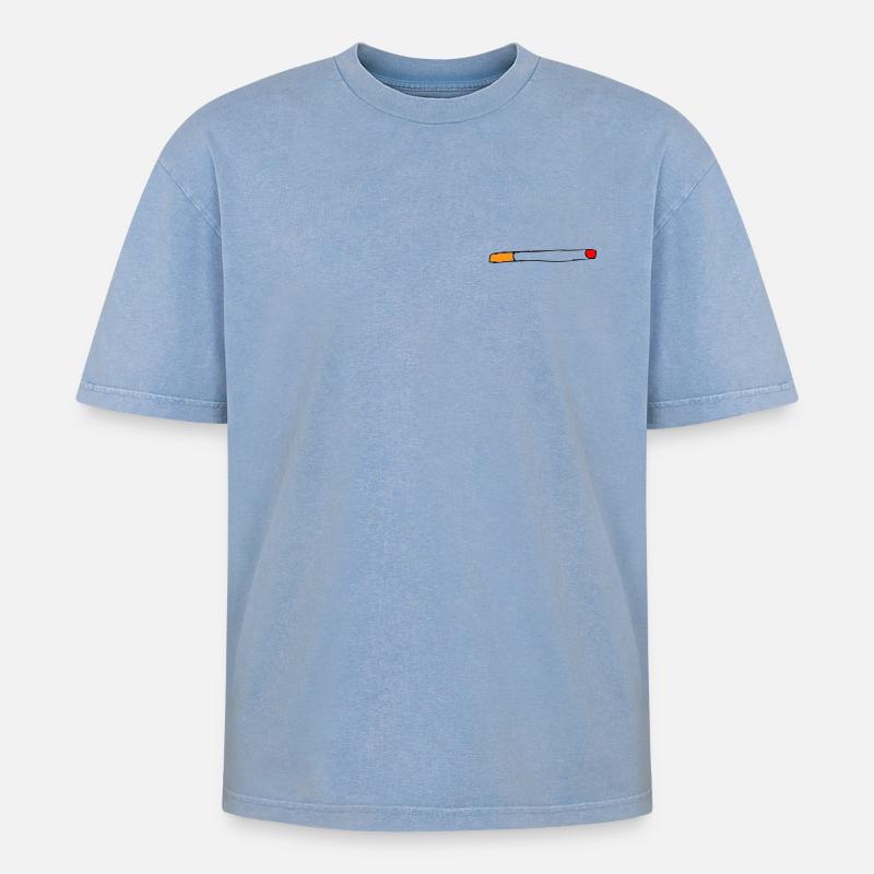 Zigarette - Oversized Unisex Premium Acid-Washed T-Shirt - Blau Acid Wash