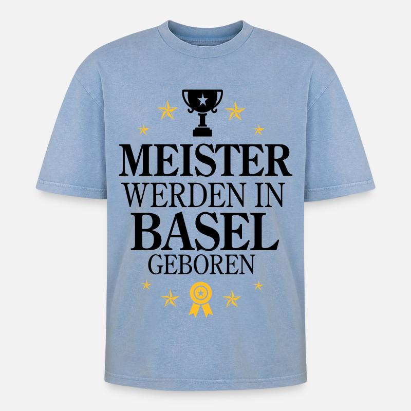 Maîtres de Bâle - T-shirt Premium unisexe oversize acid-washed - bleu délavé acide