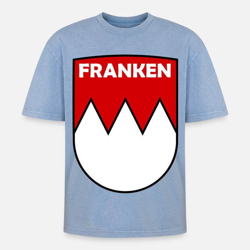Die Franken - Oversized Unisex Premium Acid-Washed T-Shirt - Blau Acid Wash