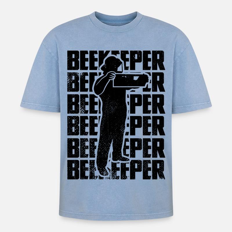 Imker - Oversized Unisex Premium Acid-Washed T-Shirt - Blau Acid Wash