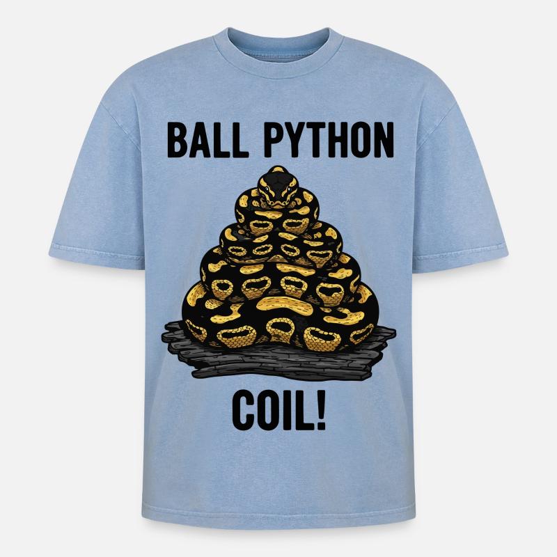 Royal Python Ball Python Coil Reptilienpyramide - Oversized Unisex Premium Acid-Washed T-Shirt - Blau Acid Wash