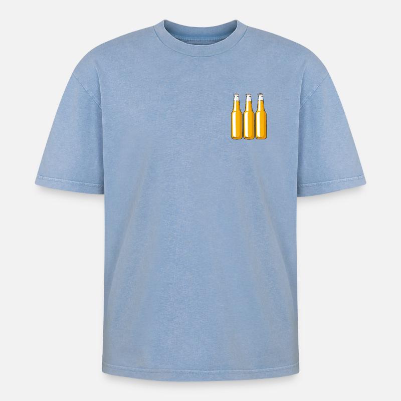 Bier - Oversized Unisex Premium Acid-Washed T-Shirt - Blau Acid Wash