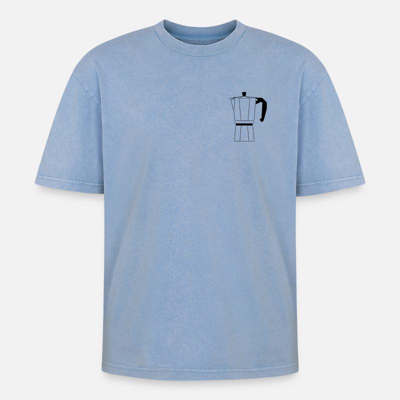 Cafe - Oversized Unisex Premium Acid-Washed T-Shirt - Blau Acid Wash