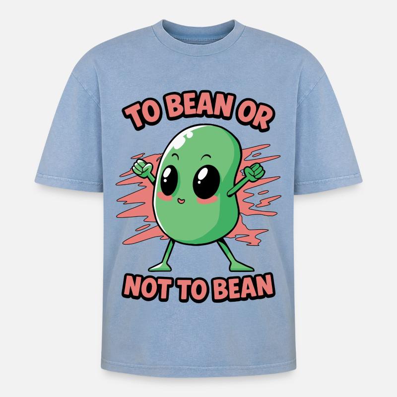 Bohne oder nicht Bohne - Oversized Unisex Premium Acid-Washed T-Shirt - Blau Acid Wash
