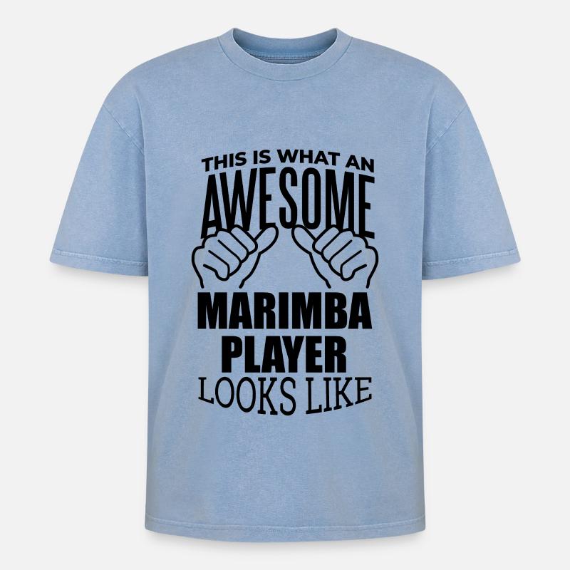 Marimba - Oversized Unisex Premium Acid-Washed T-Shirt - Blau Acid Wash