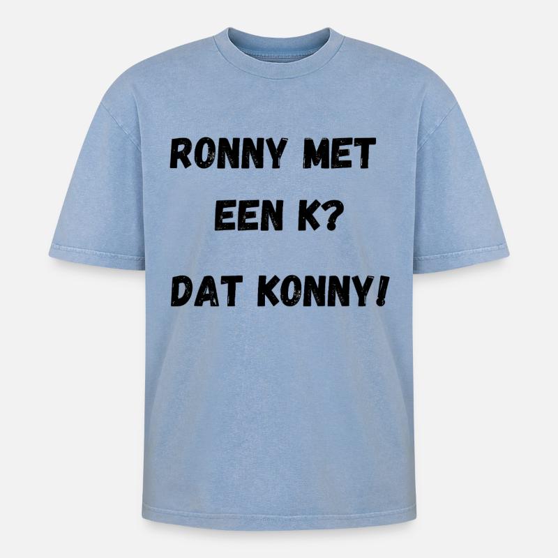 Ronny mit einem K - Oversized Unisex Premium Acid-Washed T-Shirt - Blau Acid Wash