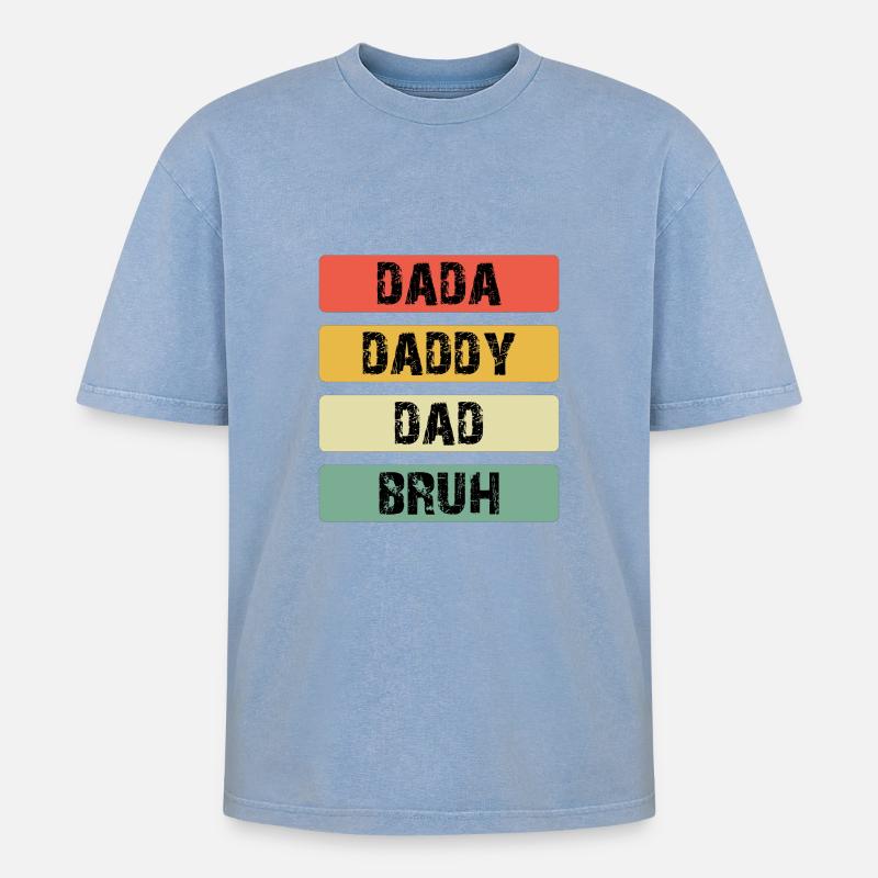 Dada Daddy Dad Bruh Farbbalken - Oversized Unisex Premium Acid-Washed T-Shirt - Blau Acid Wash