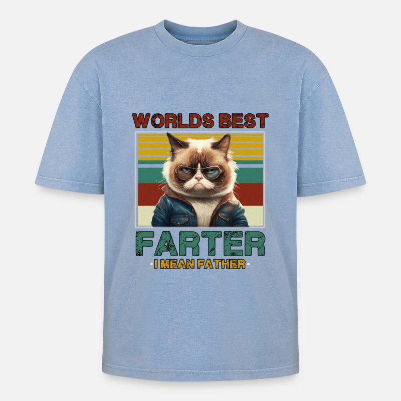 Der weltbeste Farffer - Oversized Unisex Premium Acid-Washed T-Shirt - Blau Acid Wash