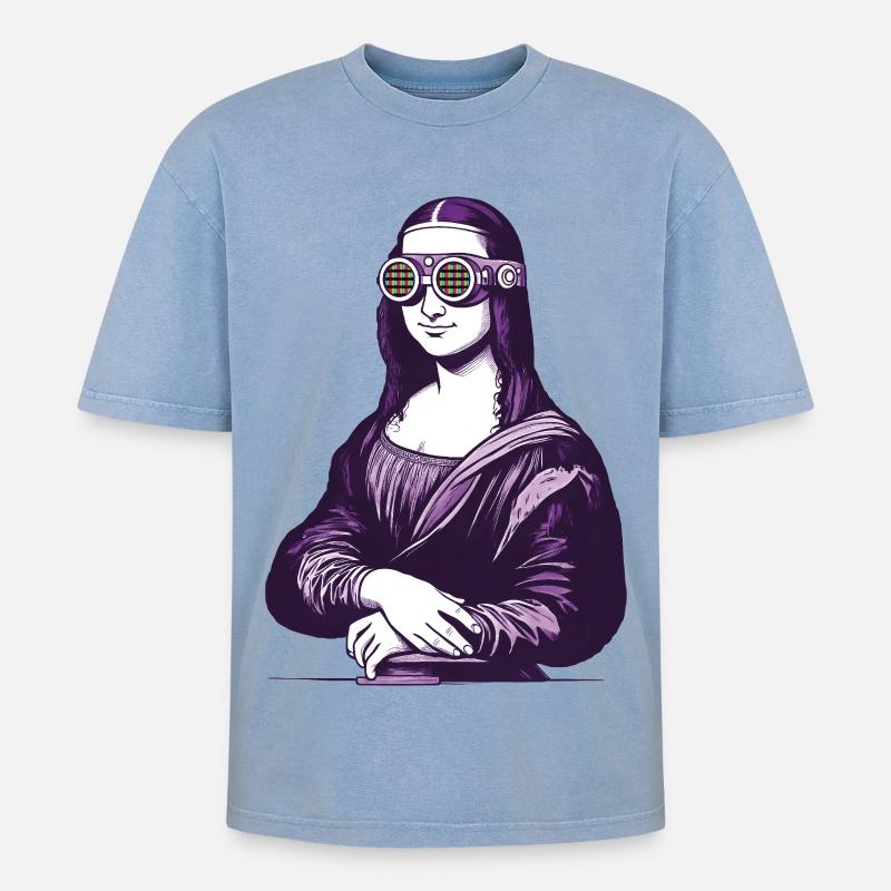 MONA iA – Geek & Sci-Fi - Oversized Unisex Premium Acid-Washed T-Shirt - Blau Acid Wash