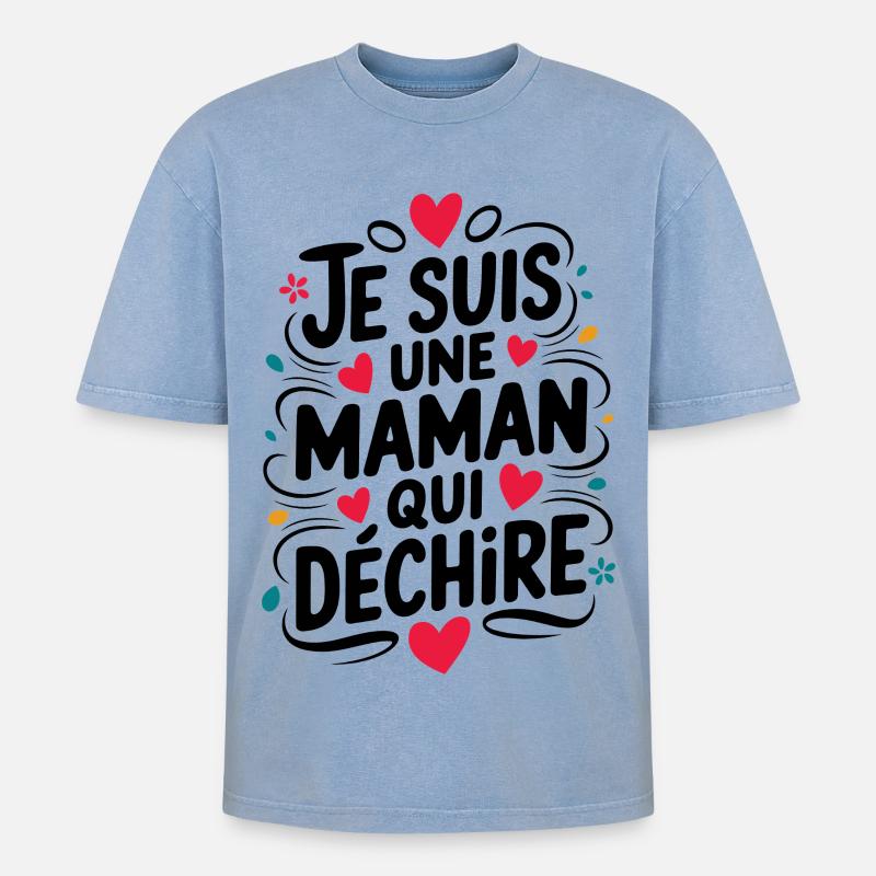 Ich bin eine Killer-Mutter - Oversized Unisex Premium Acid-Washed T-Shirt - Blau Acid Wash