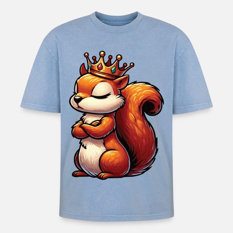 Eichhörnchen Eichhorn Eichhörnchenliebhaber Nager - Oversized Unisex Premium Acid-Washed T-Shirt - Blau Acid Wash