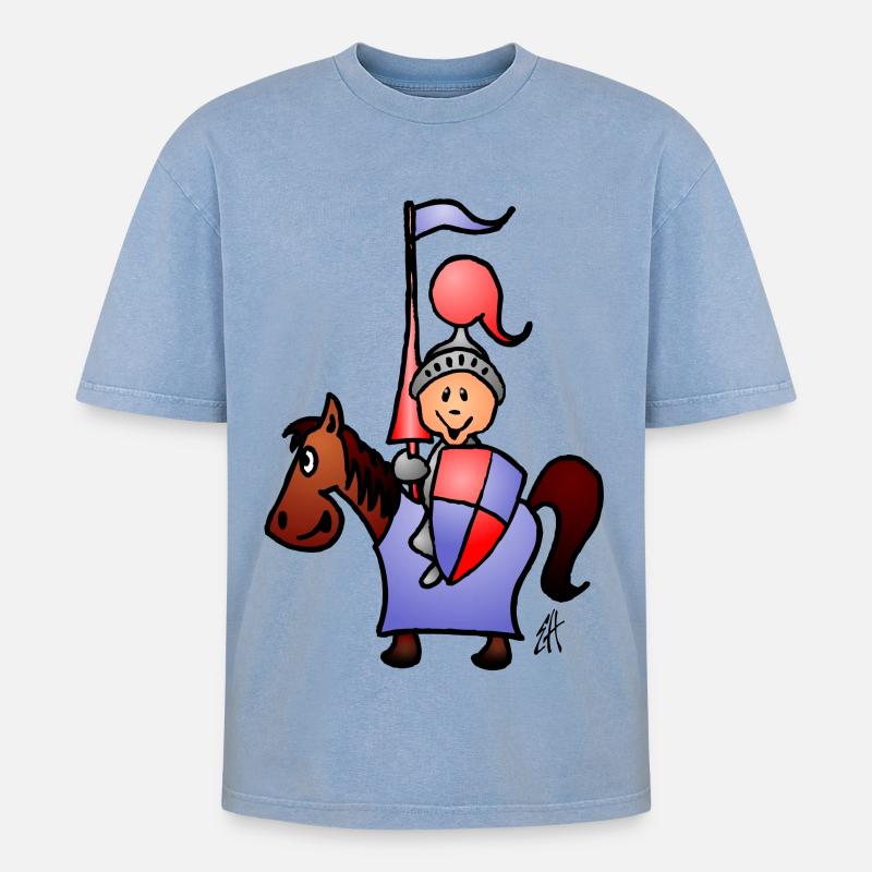 Ritter - Oversized Unisex Premium Acid-Washed T-Shirt - Blau Acid Wash