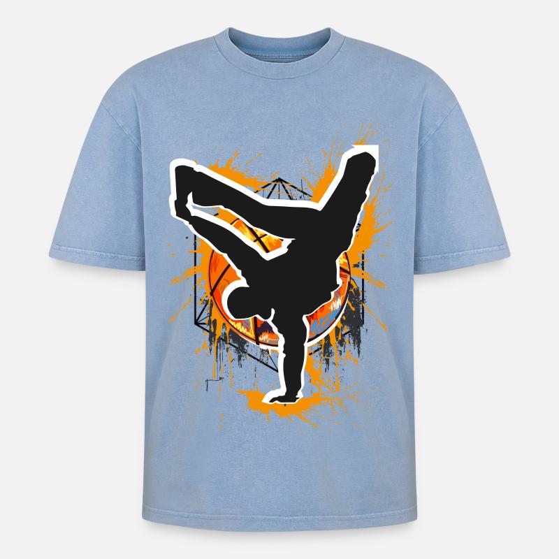 Breakdance - Breakdancer - Breakdancing - Bboy - Oversized Unisex Premium Acid-Washed T-Shirt - acid washed blue