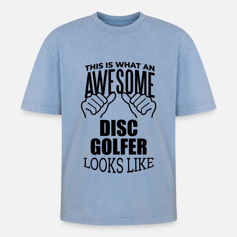 Disc Golfer - Oversized Unisex Premium Acid-Washed T-Shirt - acid washed blue