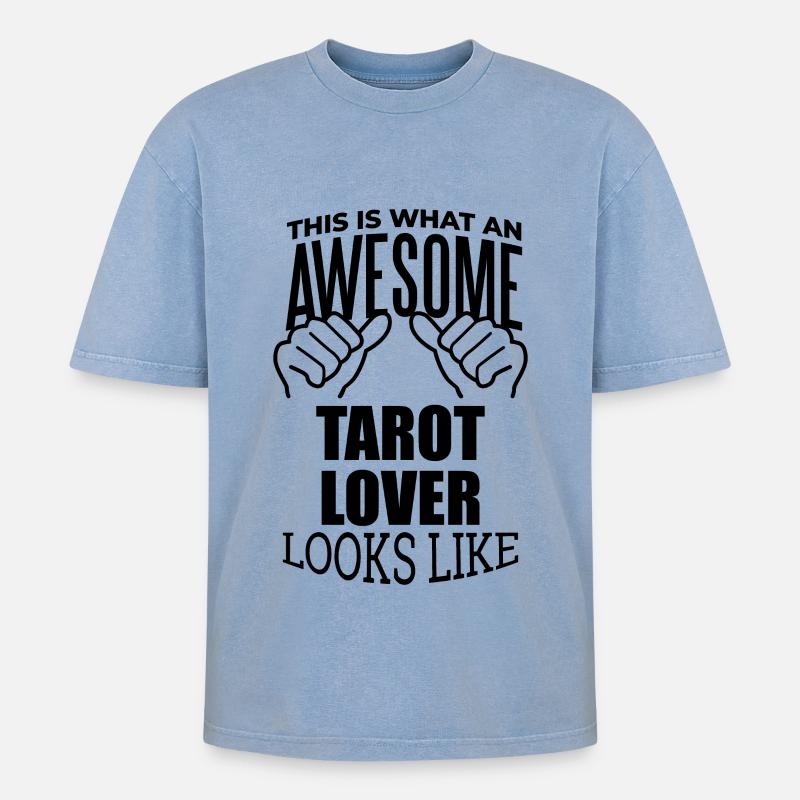 Tarock - Oversized Unisex Premium Acid-Washed T-Shirt - Blau Acid Wash
