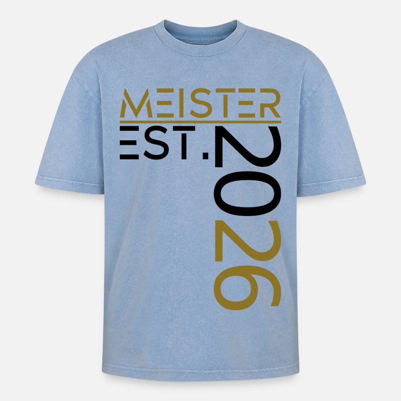Master est. 2026 - T-shirt Premium unisexe oversize acid-washed - bleu délavé acide