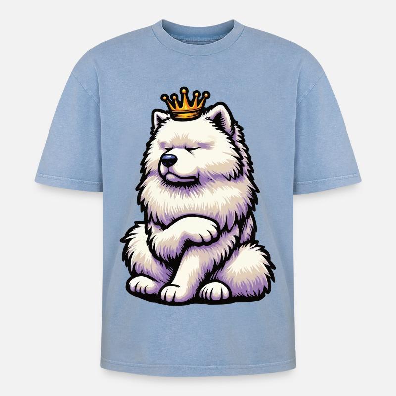 Samoyed Samoyed Owner Samoyed Lovers - Oversized Unisex Premium Acid-Washed T-Shirt - acid washed blue