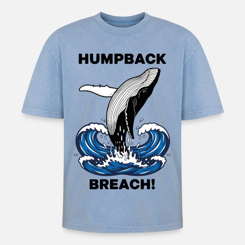 Buckelwalbruch Seebuckelwal - Oversized Unisex Premium Acid-Washed T-Shirt - Blau Acid Wash