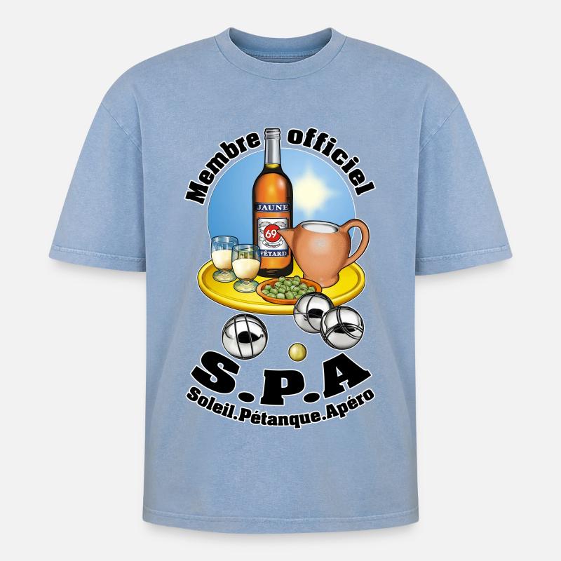 spa - Oversized Unisex Premium Acid-Washed T-Shirt - acid washed blue