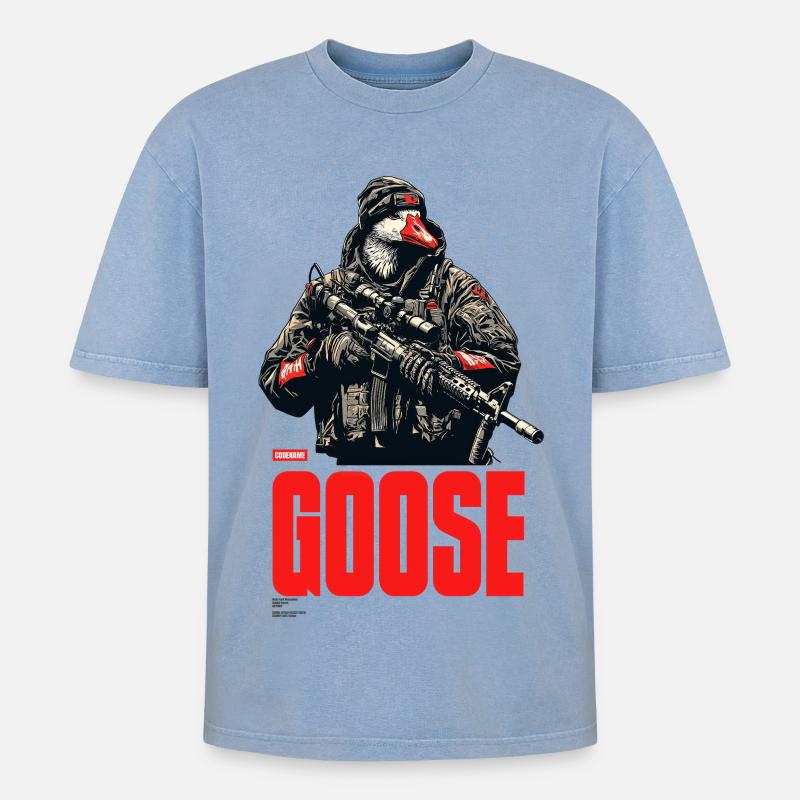 Nom de code Goose - T-shirt Premium unisexe oversize acid-washed - bleu délavé acide