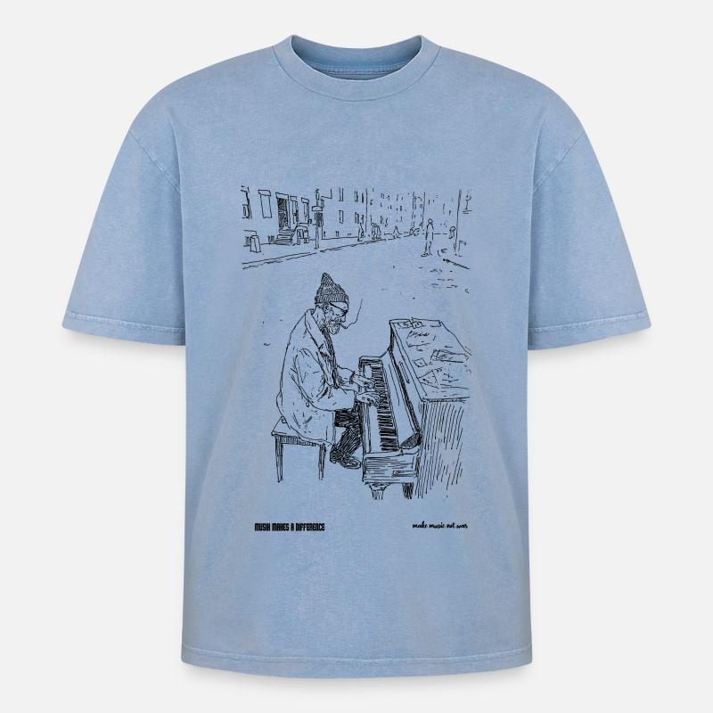 differnce - Oversized Unisex Premium Acid-Washed T-Shirt - Blau Acid Wash