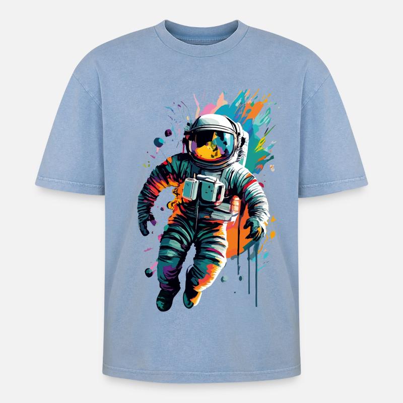 Astronaute dans l’espace spatial - Astronaut Space - T-shirt Premium unisexe oversize acid-washed - bleu délavé acide