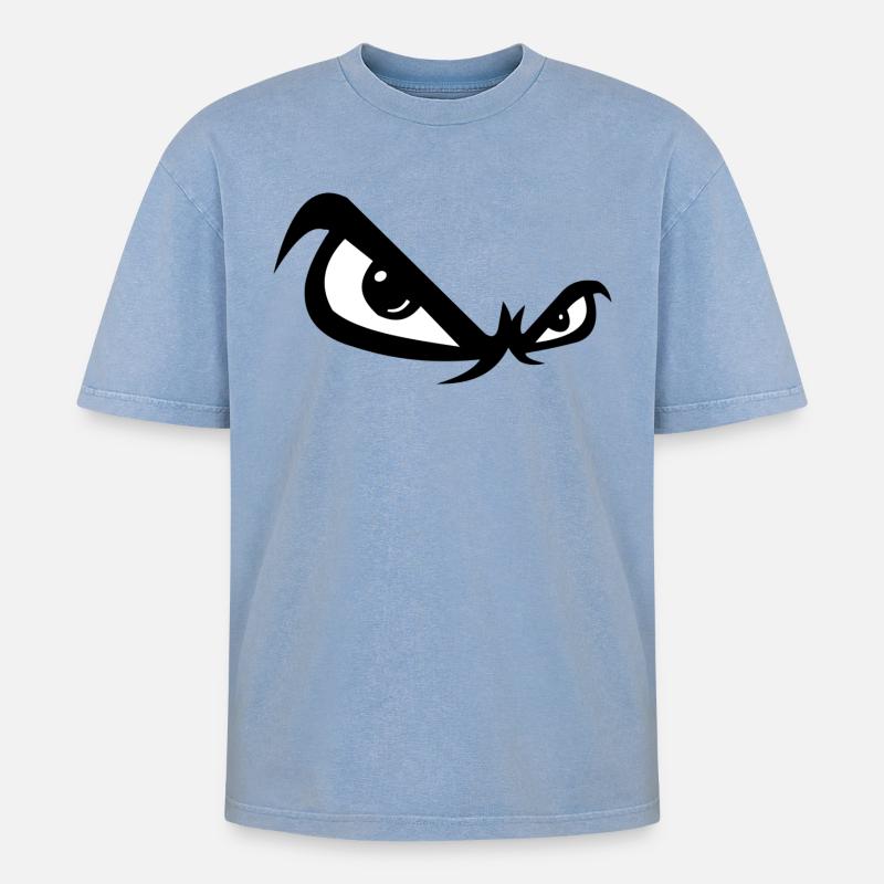 Evil look - Oversized Unisex Premium Acid-Washed T-Shirt - acid washed blue