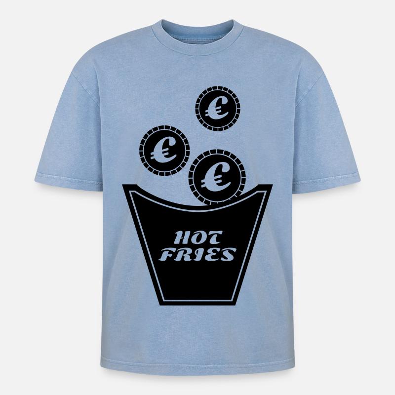Frites chères - T-shirt Premium unisexe oversize acid-washed - bleu délavé acide