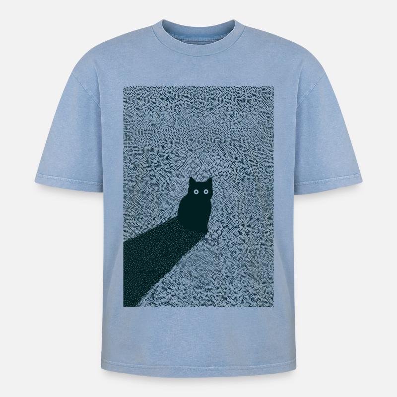 Kitty Dots - Oversized Unisex Premium Acid-Washed T-Shirt - Blau Acid Wash