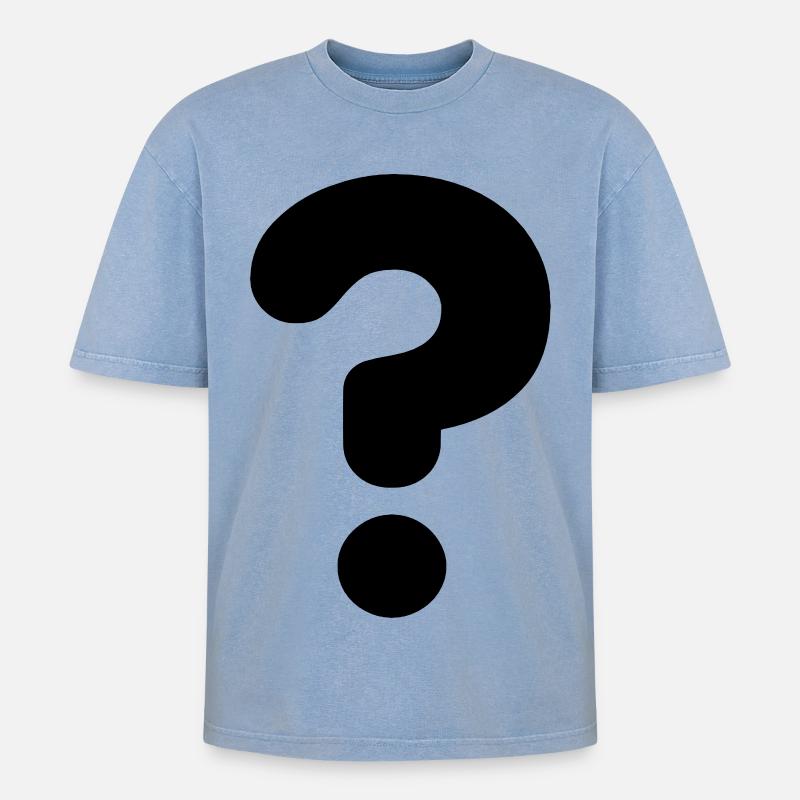 Bild-Fragezeichen # - Oversized Unisex Premium Acid-Washed T-Shirt - Blau Acid Wash