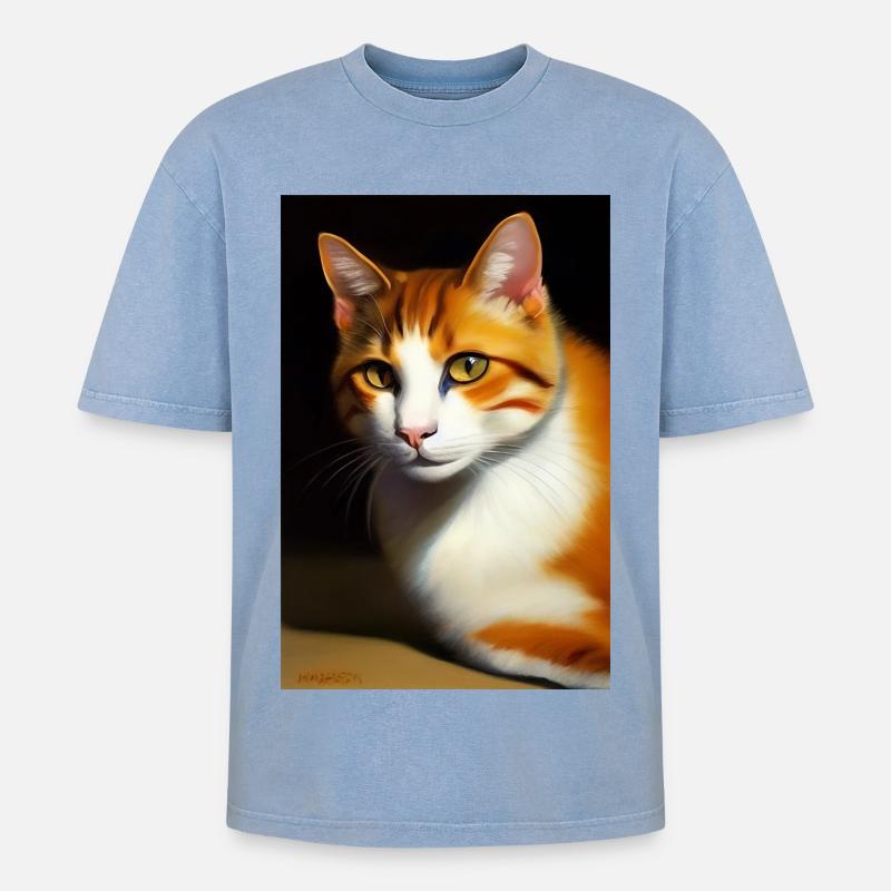 Image du chat - T-shirt Premium unisexe oversize acid-washed - bleu délavé acide