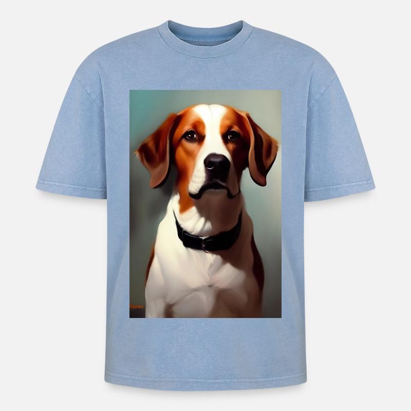 Hunde Bild - Oversized Unisex Premium Acid-Washed T-Shirt - Blau Acid Wash