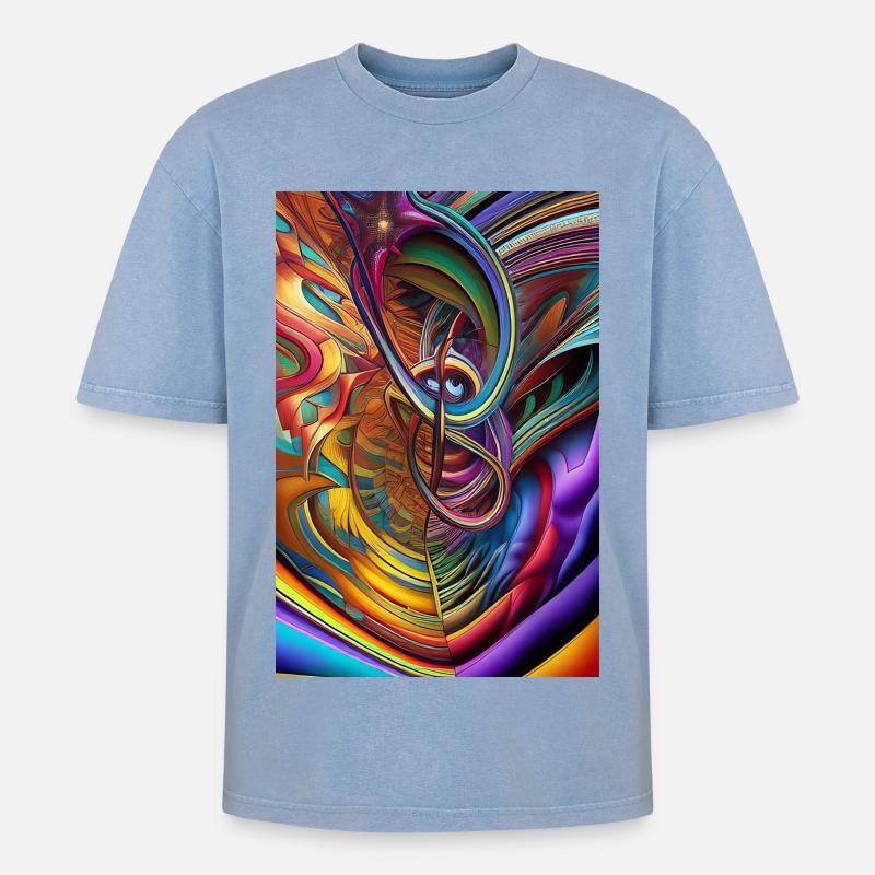 Abstrakte Kunst - Oversized Unisex Premium Acid-Washed T-Shirt - Blau Acid Wash