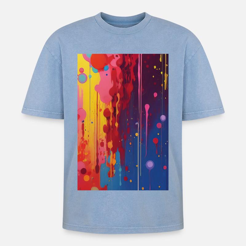 Abstrakte Kunst - Oversized Unisex Premium Acid-Washed T-Shirt - Blau Acid Wash