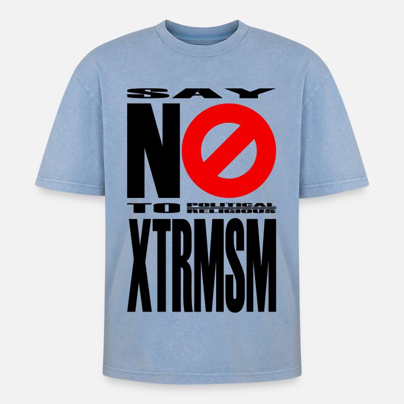 NO2XTRMSM - T-shirt Premium unisexe oversize acid-washed - bleu délavé acide