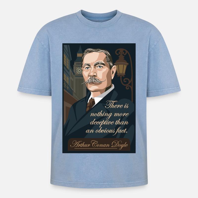 Arthur Conan Doyle - Oversized Unisex Premium Acid-Washed T-Shirt - acid washed blue