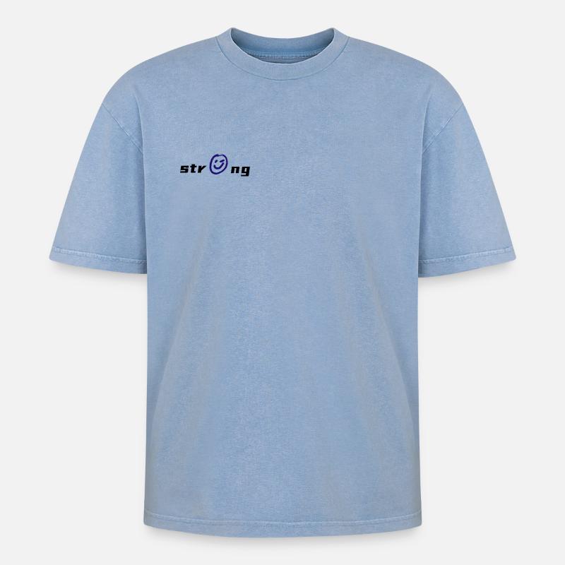 Lebendige -Grafik auf Textil - Oversized Unisex Premium Acid-Washed T-Shirt - Blau Acid Wash