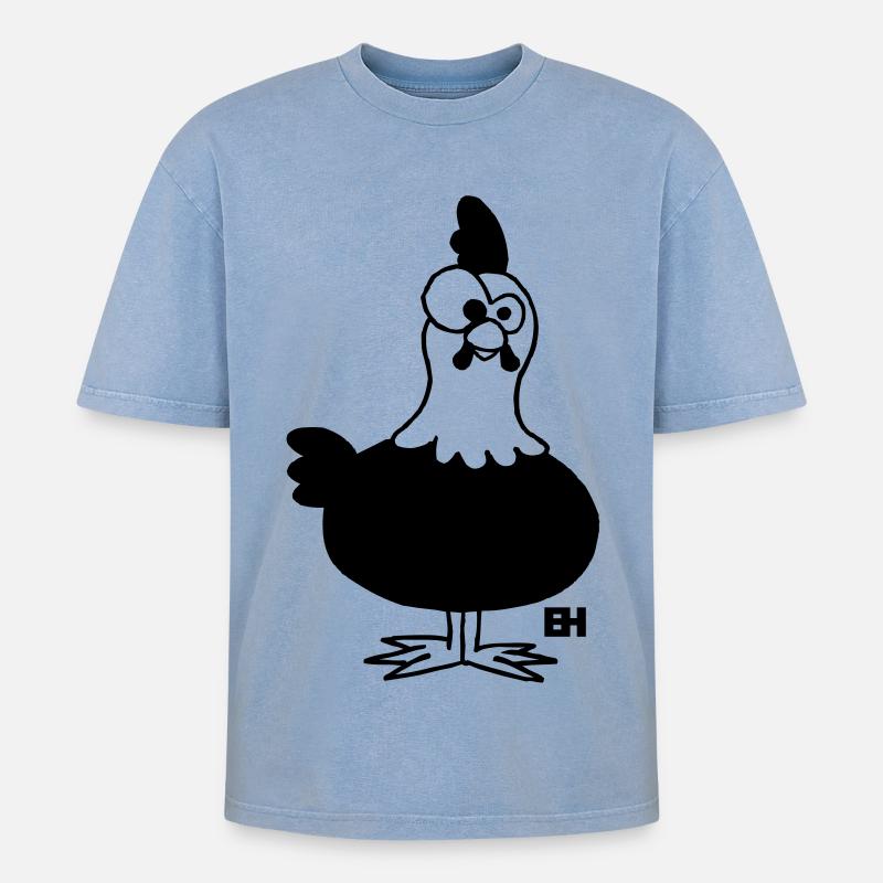 Poulet - T-shirt Premium unisexe oversize acid-washed - bleu délavé acide