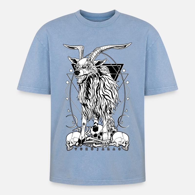 Vukojarac - Oversized Unisex Premium Acid-Washed T-Shirt - Blau Acid Wash
