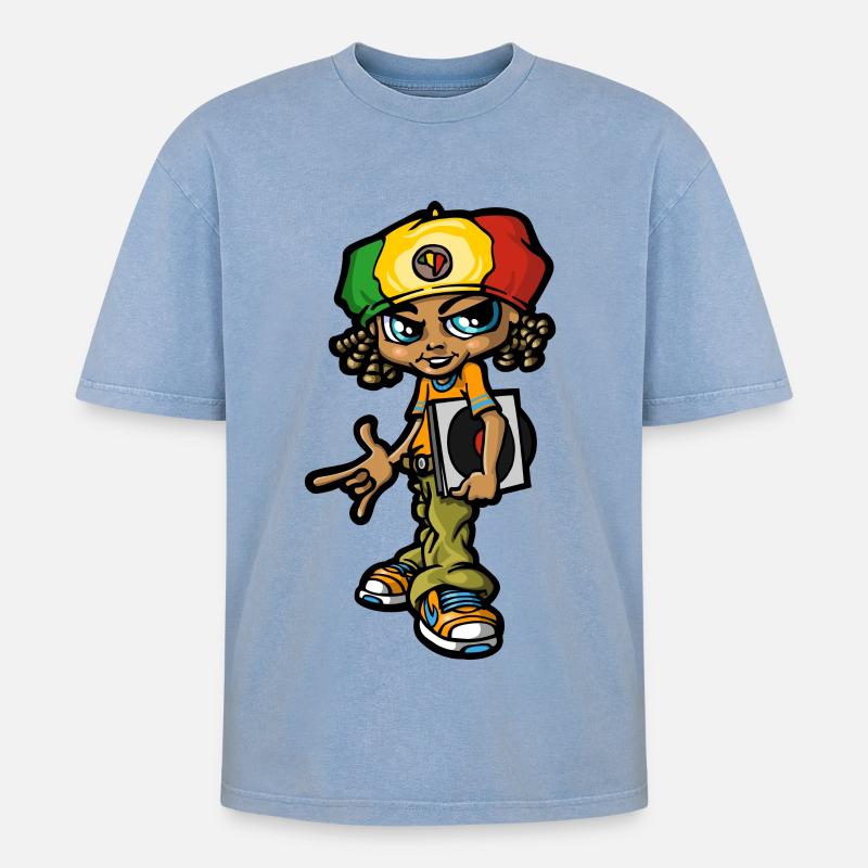 bboy Reggae - Oversized Unisex Premium Acid-Washed T-Shirt - Blau Acid Wash