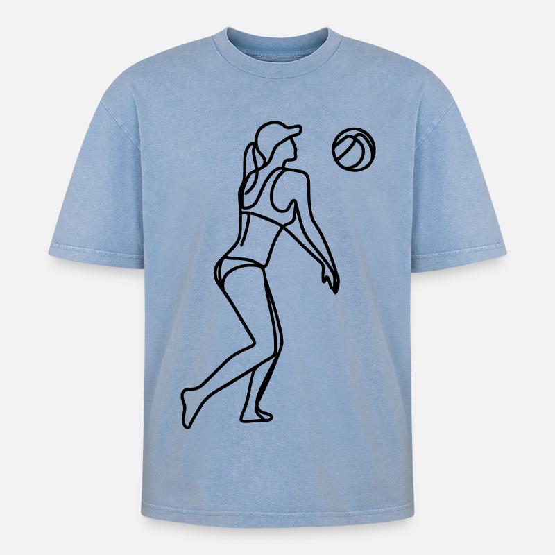 Joueuse de beach-volley filles - T-shirt Premium unisexe oversize acid-washed - bleu délavé acide