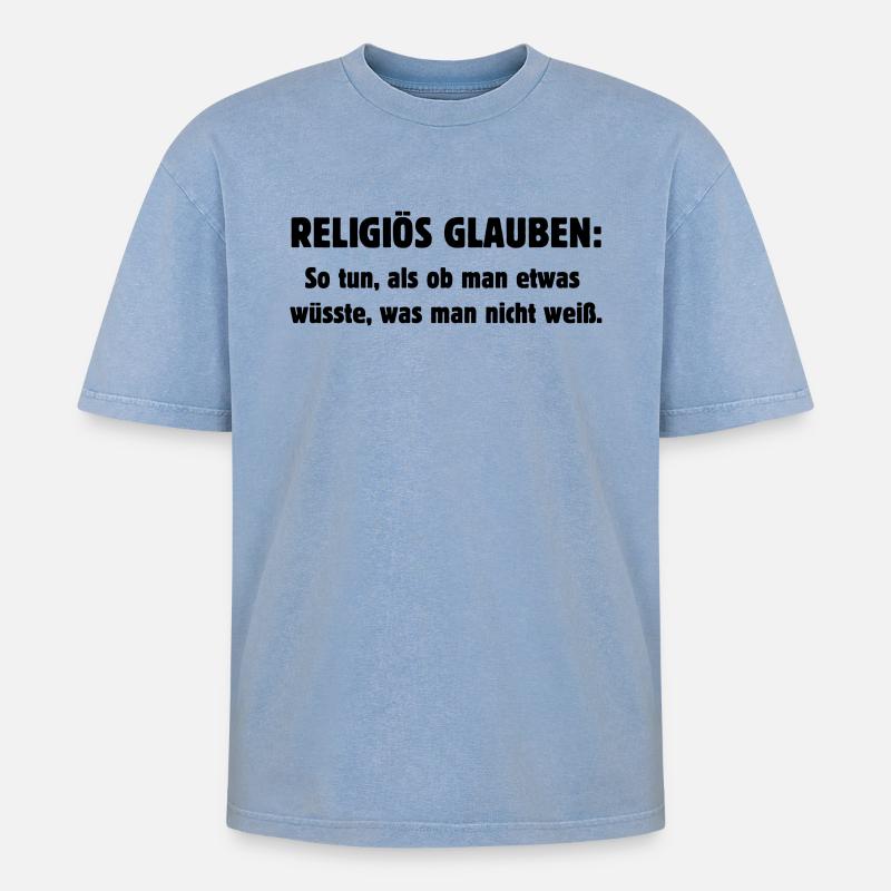 Religiös glauben - Oversized Unisex Premium Acid-Washed T-Shirt - Blau Acid Wash