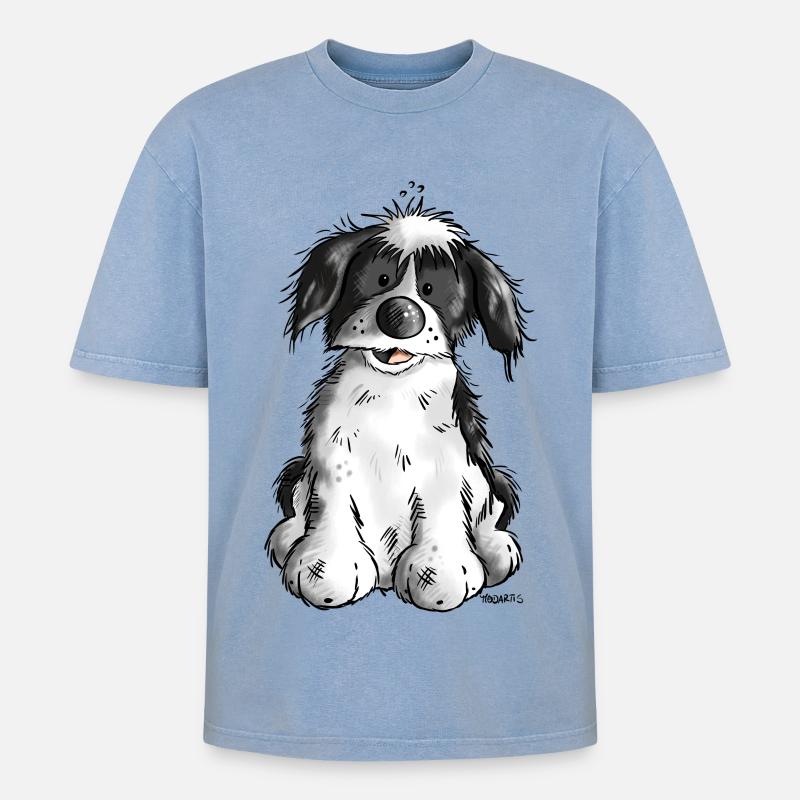 Da sitzt ein Havaneser - Oversized Unisex Premium Acid-Washed T-Shirt - Blau Acid Wash
