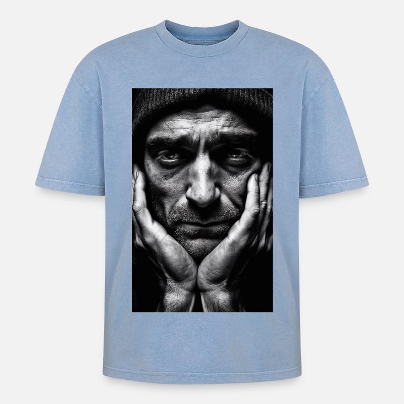 Penseur Guy - T-shirt Premium unisexe oversize acid-washed - bleu délavé acide