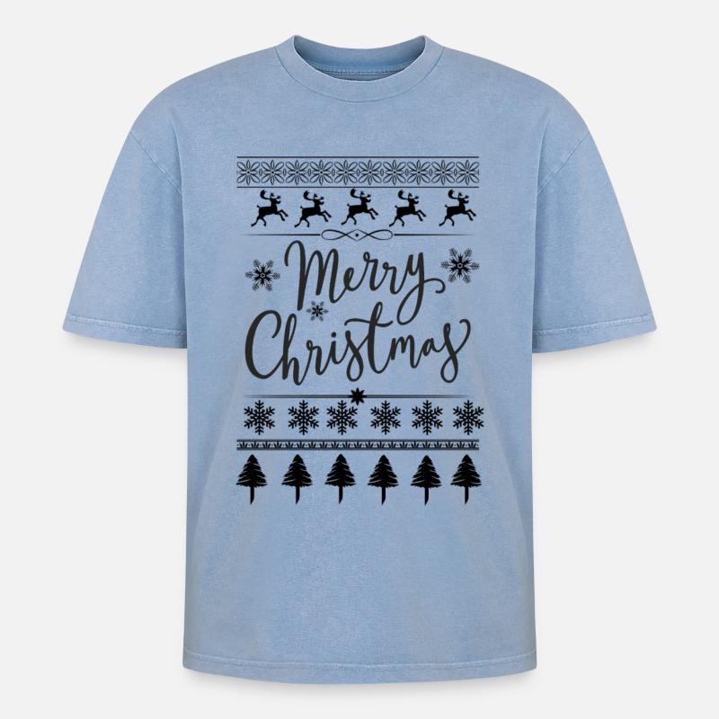Joyeux Noël Scripté - T-shirt Premium unisexe oversize acid-washed - bleu délavé acide