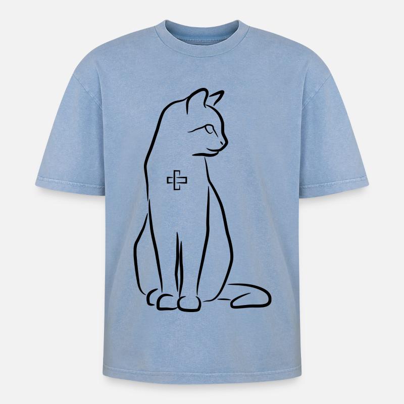 Cat First Aid - Oversized Unisex Premium Acid-Washed T-Shirt - acid washed blue