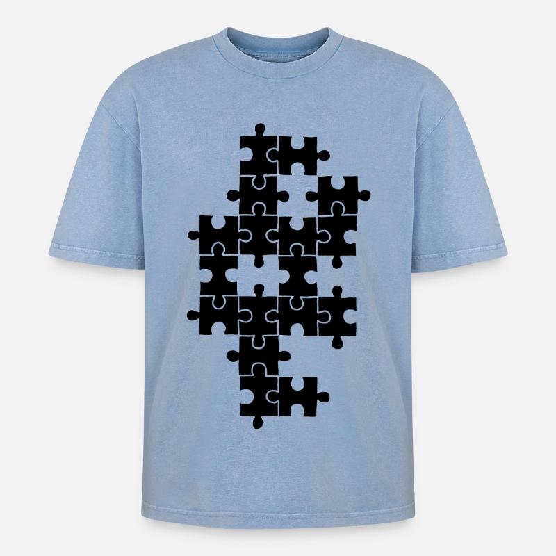 Puzzle noir - T-shirt Premium unisexe oversize acid-washed - bleu délavé acide